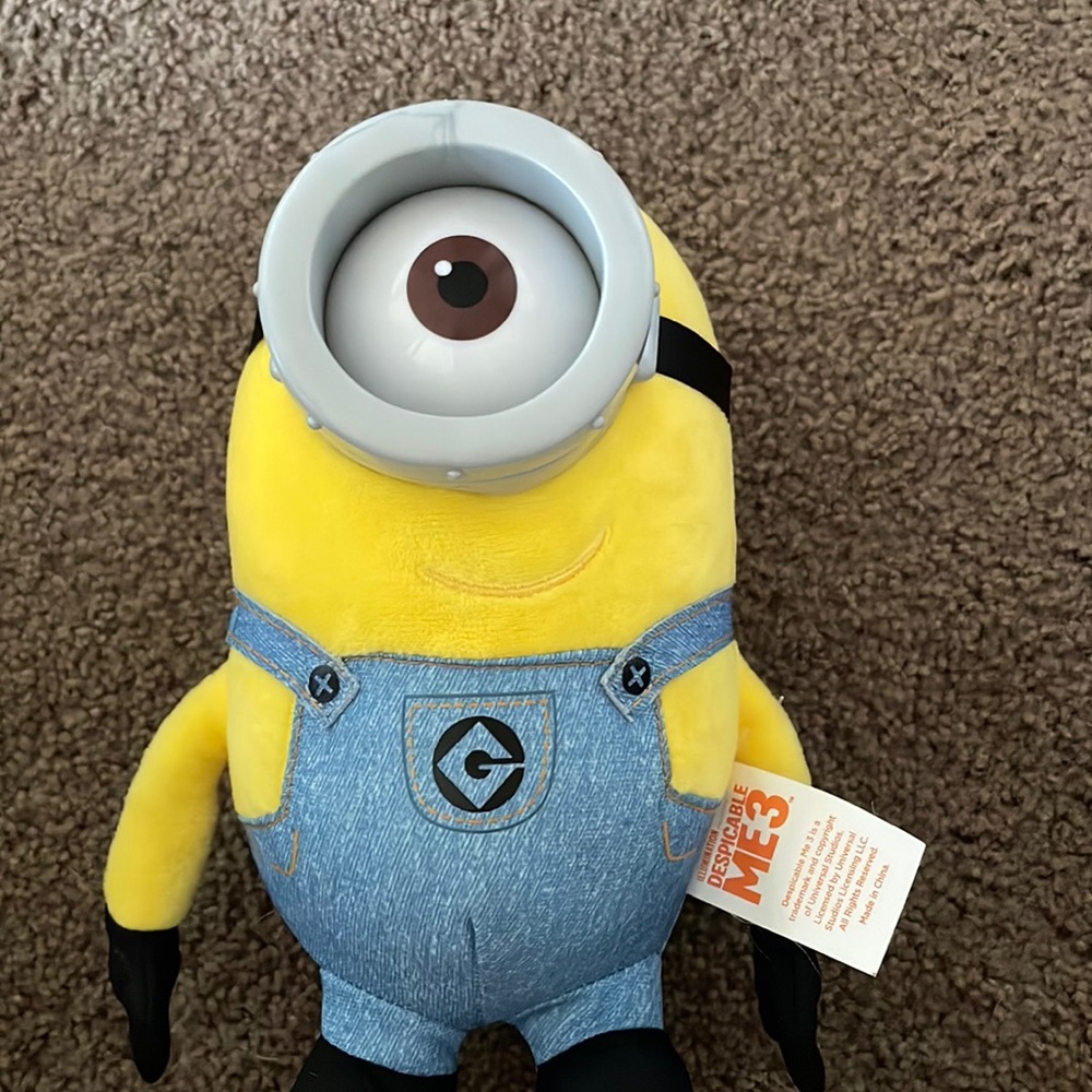 This is a small despicable me character plushly very comfy and a good present